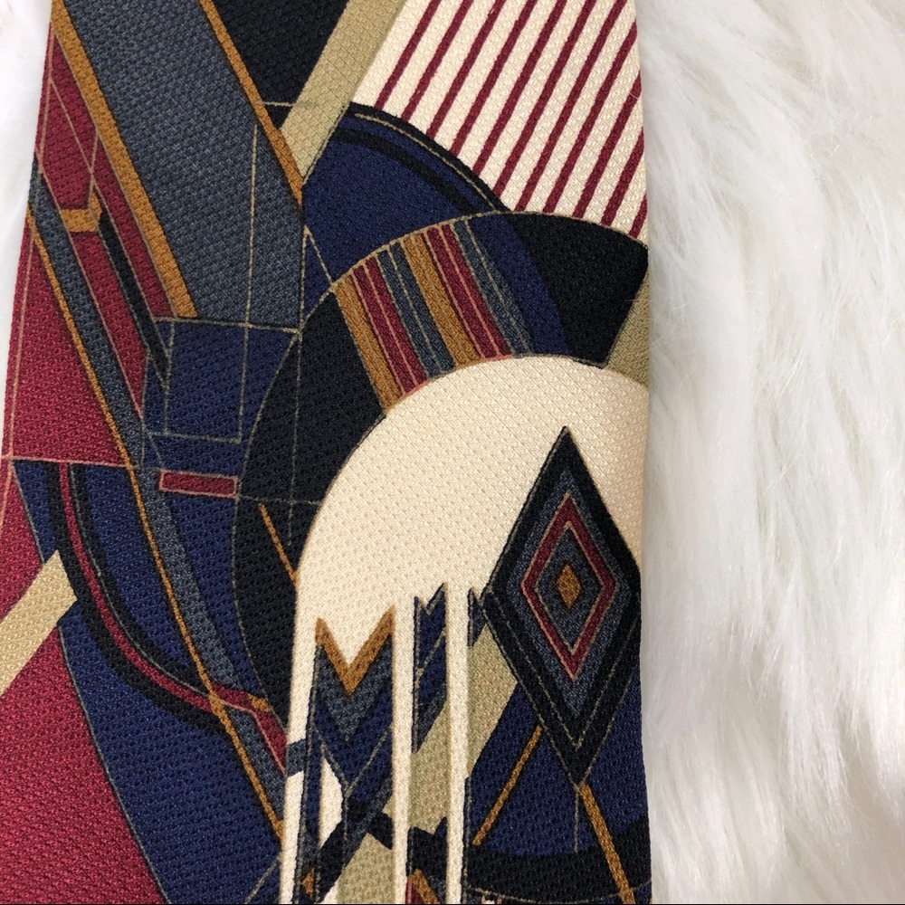 Southwestern, Native American Vibe 100% Silk Necktie;Frank Loyd Wright; Italian